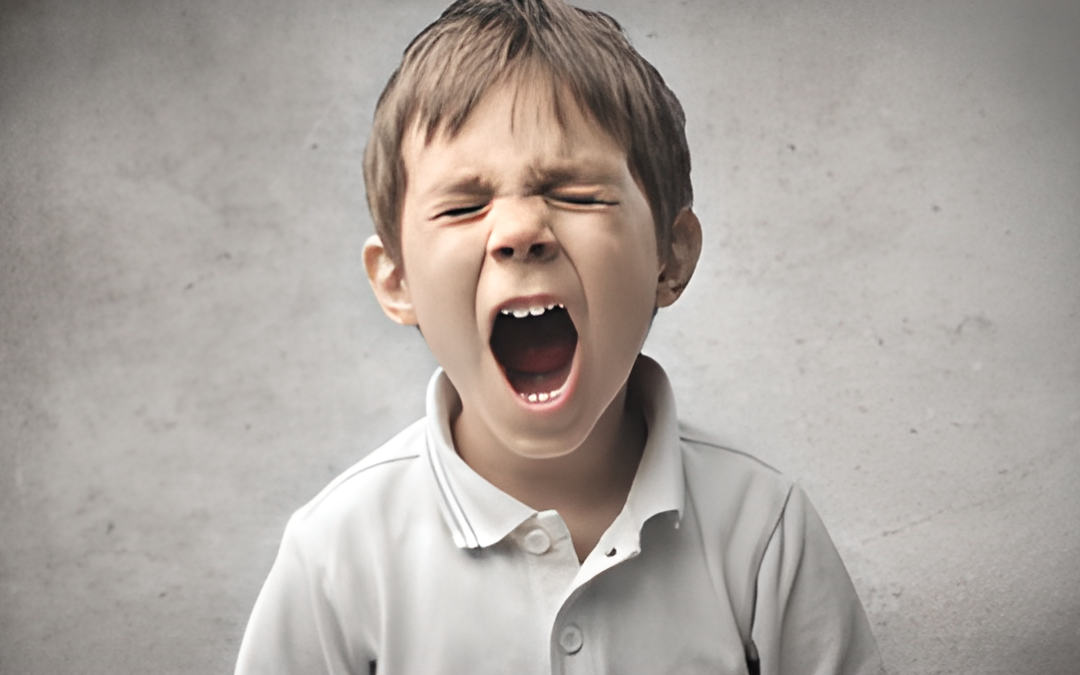 Come avviene che un bambino abbia la voce rauca? Il bambino con frequenti abbassamenti del tono della voce è un bambino affetto da una disfonia infantile. Nella foto, un bambino che urla.